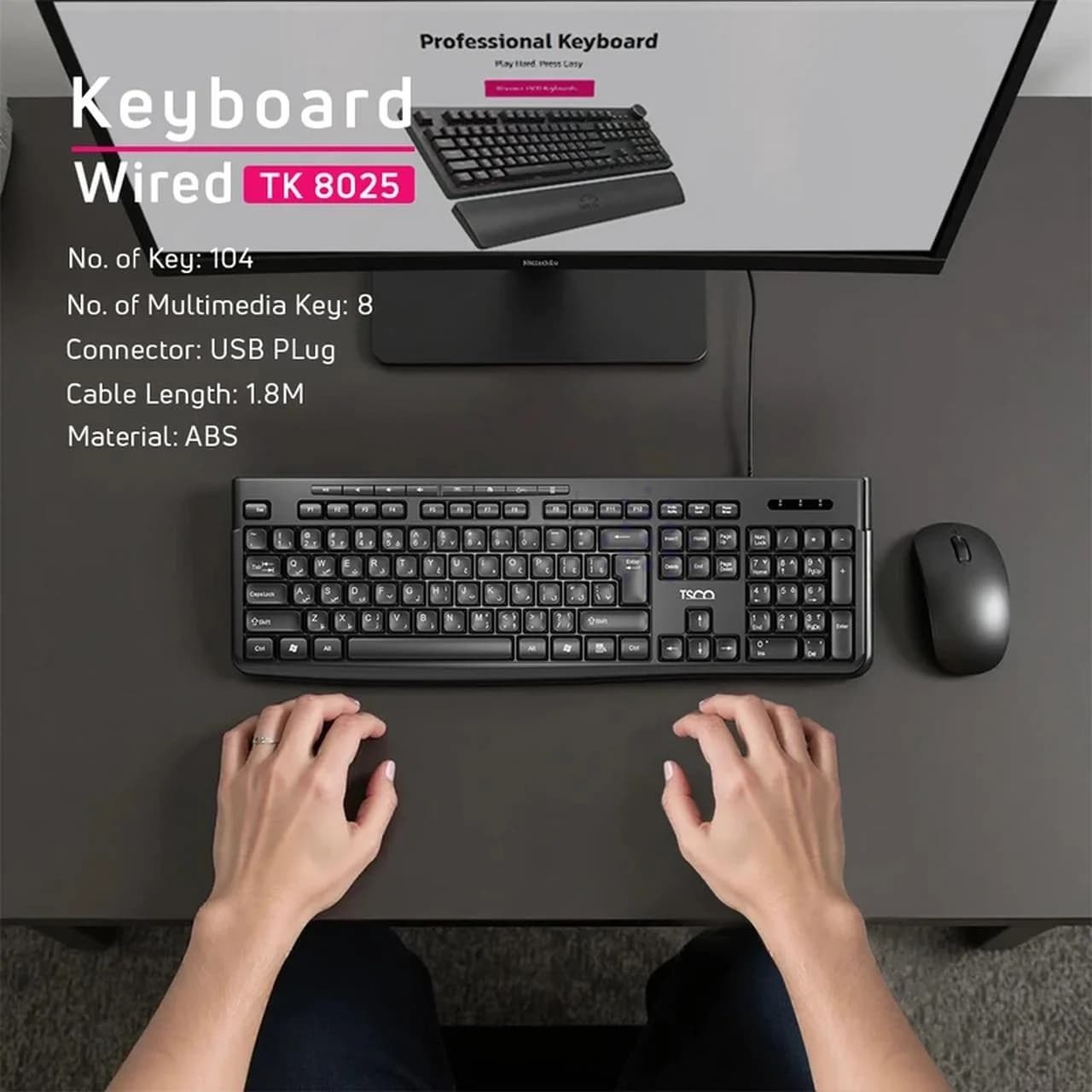کیبورد باسیم TSCO مدل TK 8025 – مشکی — تصویر ۶