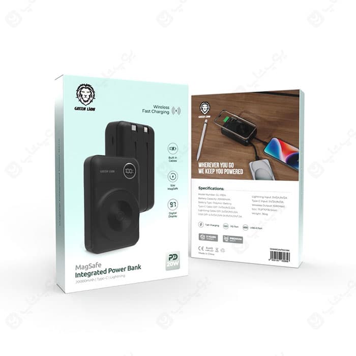 پاوربانک 20000mAh مگ سیف گرین لاین مدل GL-PB34 GNM8GINPB20 — تصویر ۴