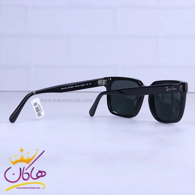 عینک آفتابی ری بن زنانه فریم مستطیل مشکی RB 2190/1 — تصویر ۳