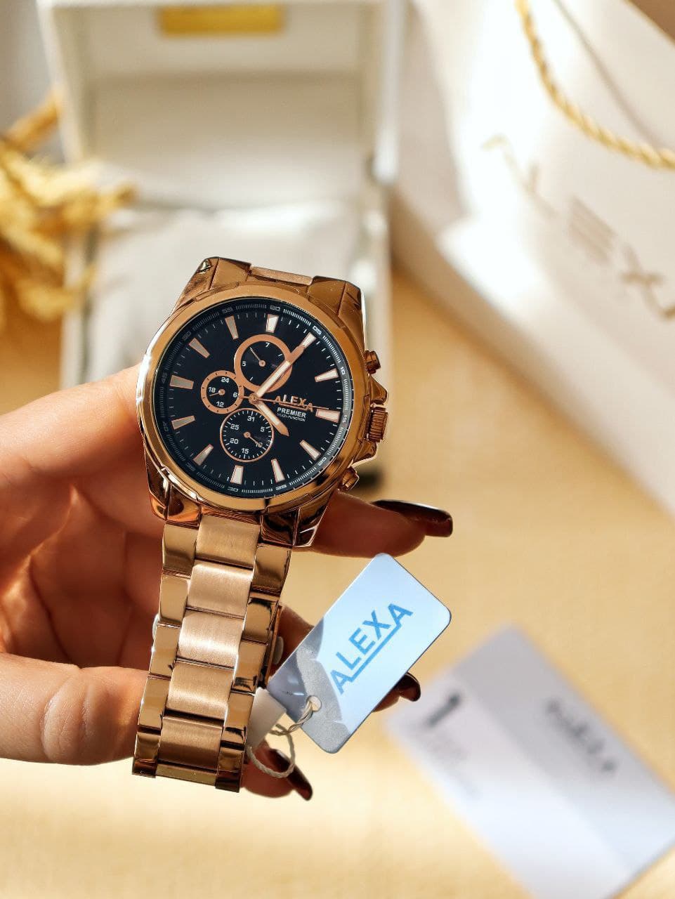 ساعت مردانه الکسا ALEXA مدل 0064 ضدآب موتور ژاپن فول تایم بند قفلی رنگ ثابت همراه با یکسال گارانتی شرکتی و جعبه و پاکت اصلی کد 1922160
