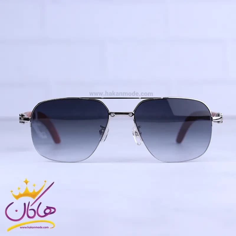 عینک آفتابی کارتیر نیم فریم دسته چوبی t8200767/1