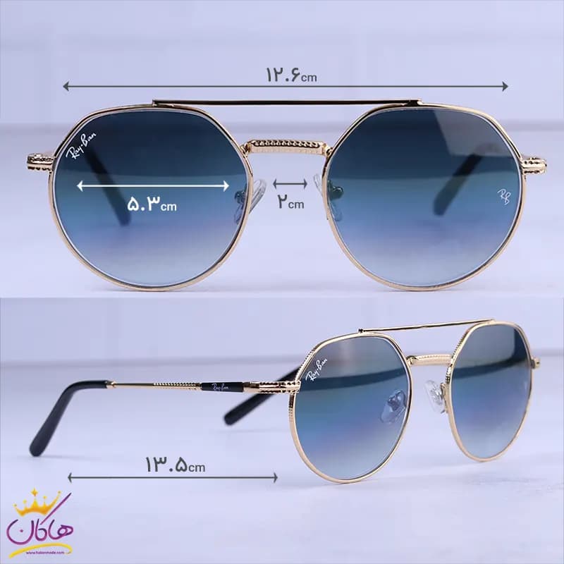 عینک آفتابی مردانه ری بن طلایی شیشه آبی RB8265/4 — تصویر ۲