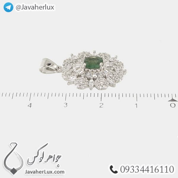 گردنبند نقره زنانه زمرد _ کد : 100461 — تصویر ۶