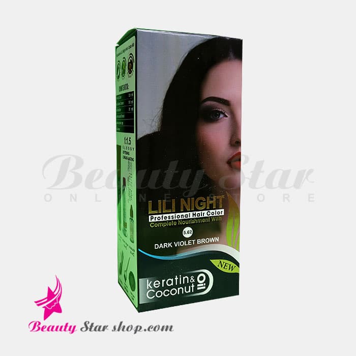 کیت رنگ مو قهوه ای بنفش تیره لی لی نایت شماره 5.62 حجم 120 میلی لیتر
