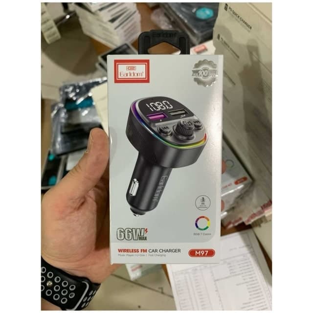 شارژر فندکی فست شارژ ماشین 66 وات و گیرنده بلوتوثی داخل خودرو ارلدام ET-M97 — تصویر ۶