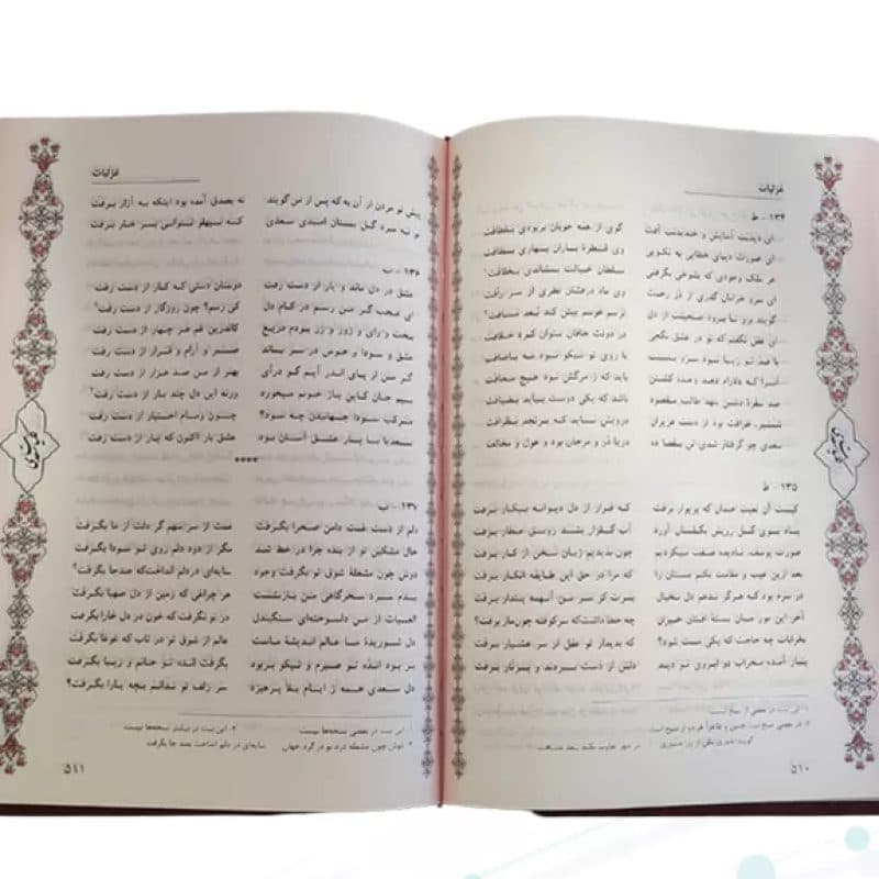 کلیات سعدی وزیری چرم قابدار کشویی برشی با پلاک — تصویر ۵