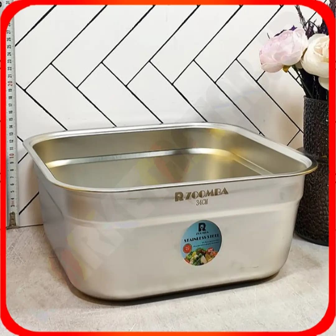 لگن مربع سایز 34 استیل نگیر M6601 زومبا
