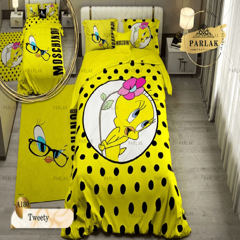 سرویس روتختی پارلاک یکنفره دو رو مدل tweety کد A-180