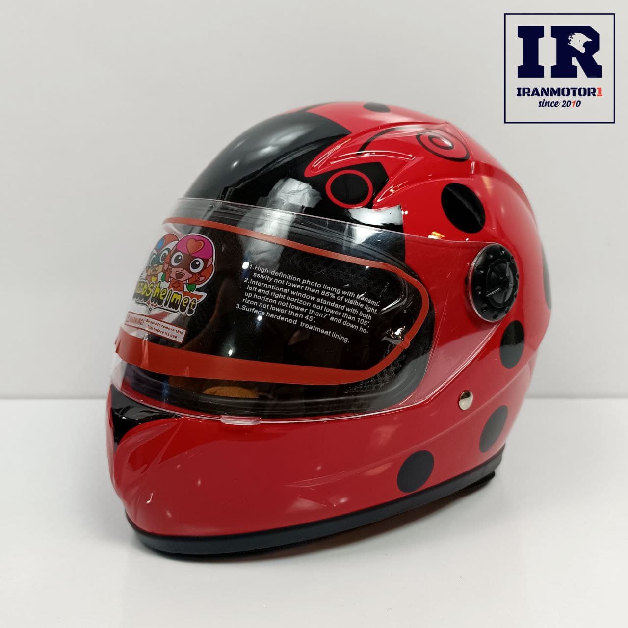 کلاه کاسکت بچگانه فک ثابت lady bug قرمز مشکی — تصویر ۲