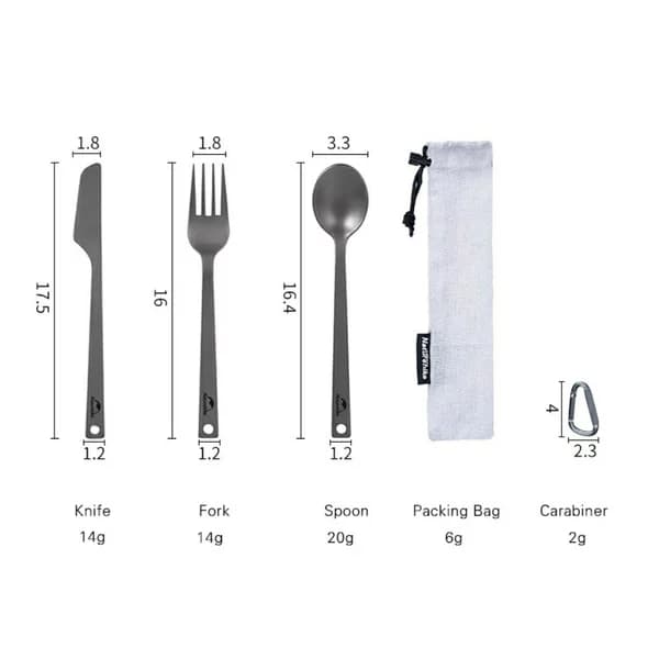 ست قاشق، چنگال و کارد تیتانیومی نیچرهایک بوشکرفت Naturehike Titanium Multifunction Knife Spoon Fork Ultralight Set — تصویر ۳