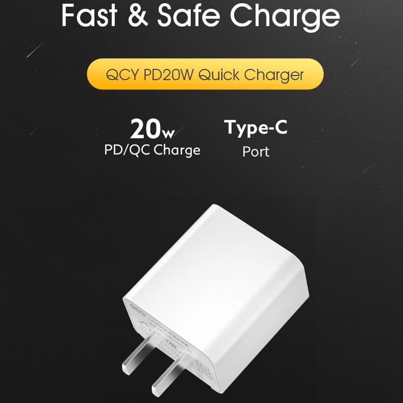 شارژر شیائومی مدل QCY GP101 PD 20W Quick Charge Type-C — تصویر ۳