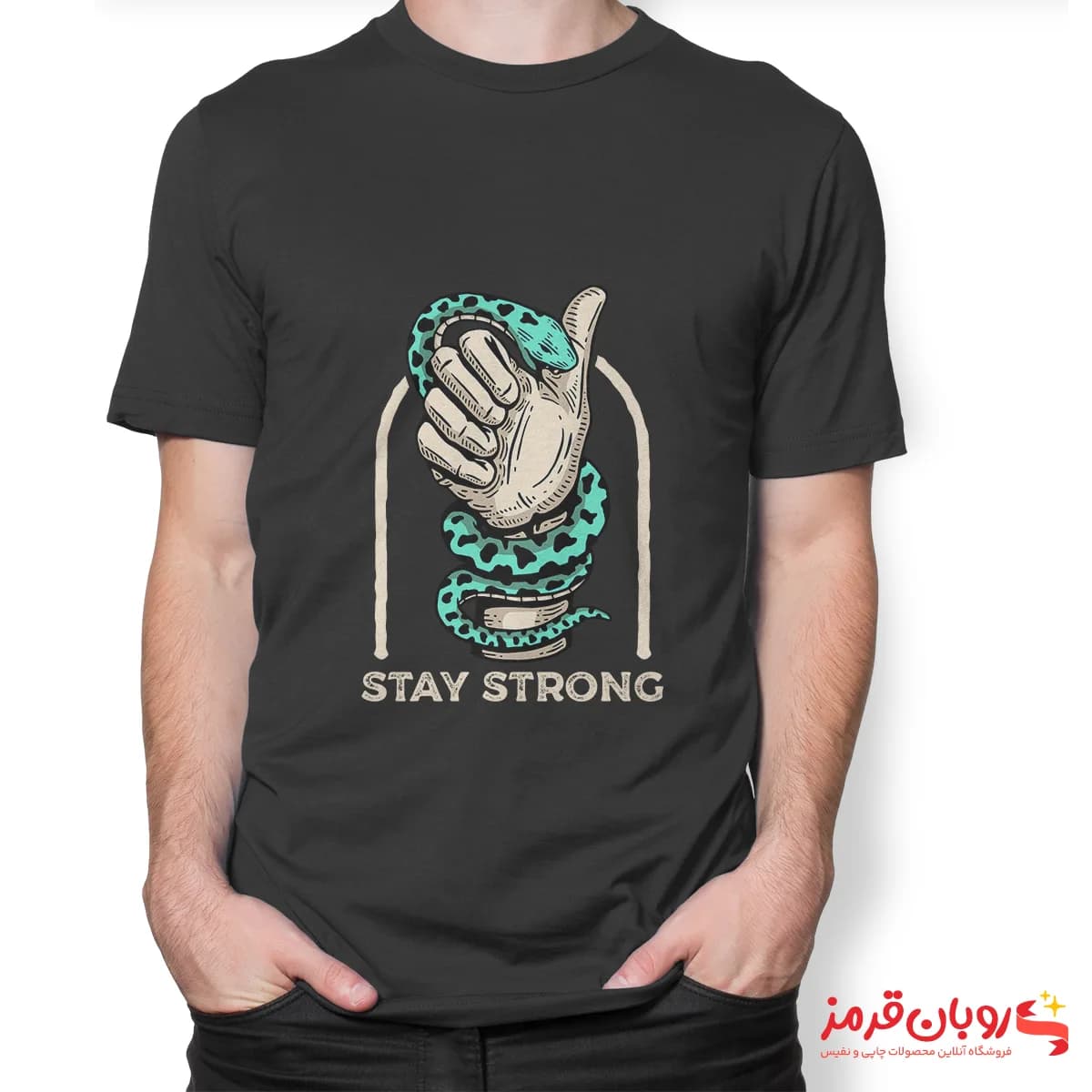 تیشرت کد 022 STAY STRONG دست مشت کرده با مار — تصویر ۲