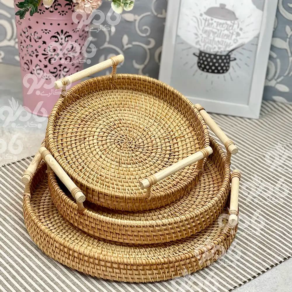 سینی حصیری طبیعی گرد وارداتی