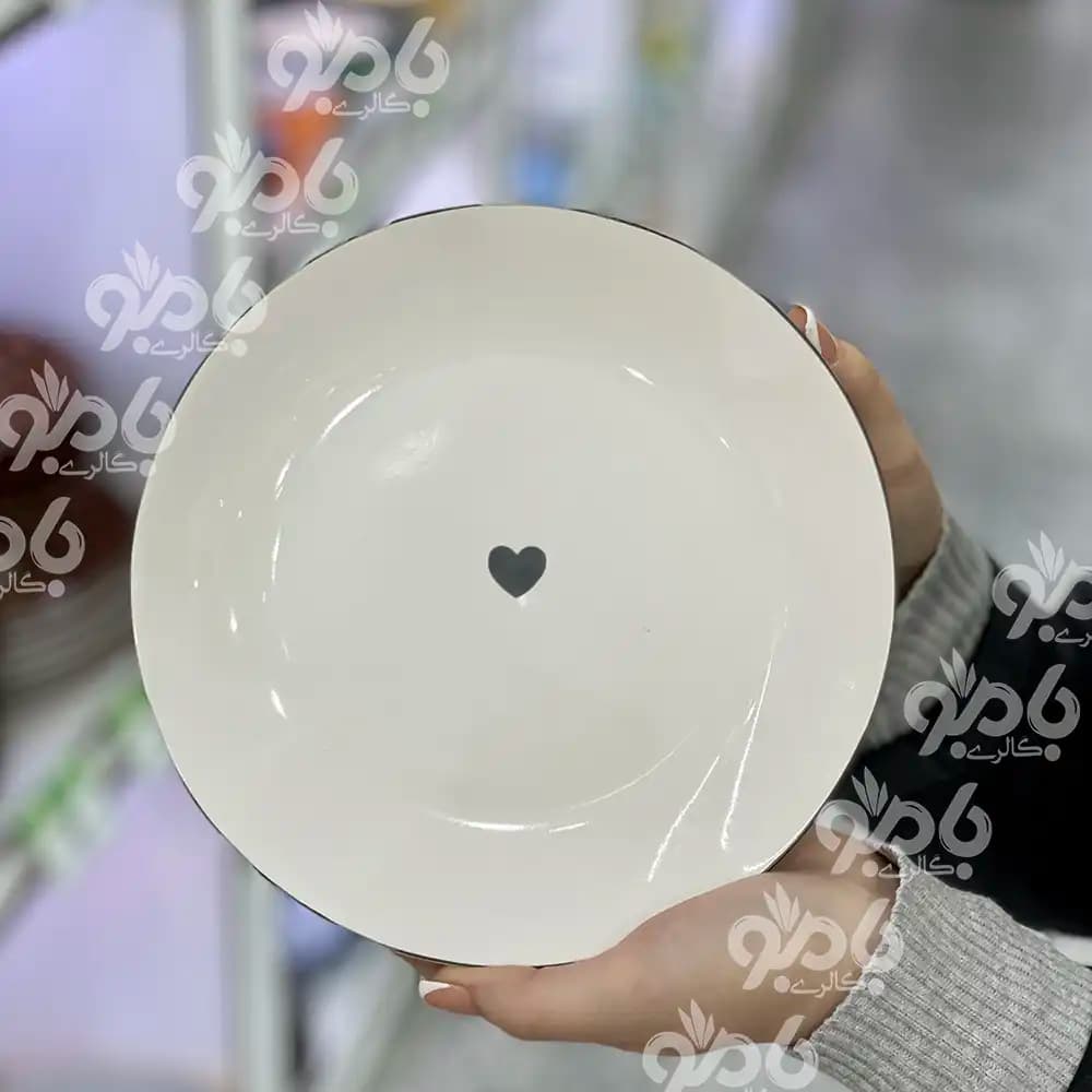 سرویس ظروف پذیرایی سرامیک قلب خط مشکی — تصویر ۲