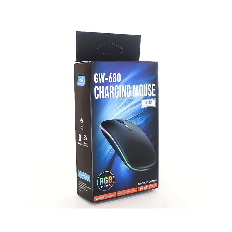 ماوس بی سیم و بلوتوثی شارژی GW-680 چراغدار — تصویر ۴