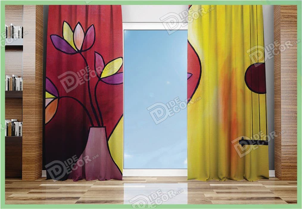 پرده پانچ مخمل چاپی طرح و مدل گل دار کد M-41 — تصویر ۶