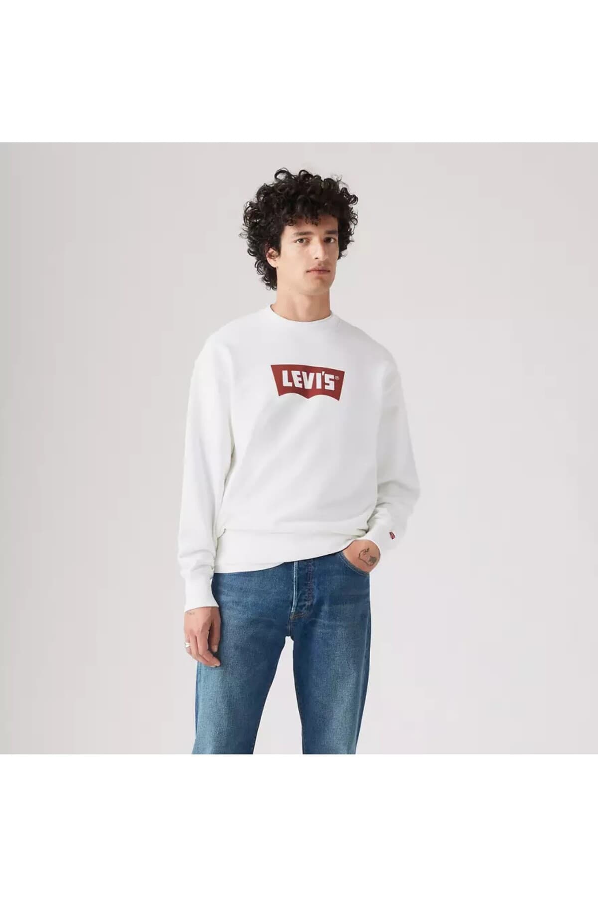 سویشرت لیوایز مردانه 100% پنبه سفید کژوال / روزمره راسته Relaxed/ریلکس بیسیک Daily/روزانه | Levi’s TYCAB70CD24BDA5809BC33F00 TR — تصویر ۴