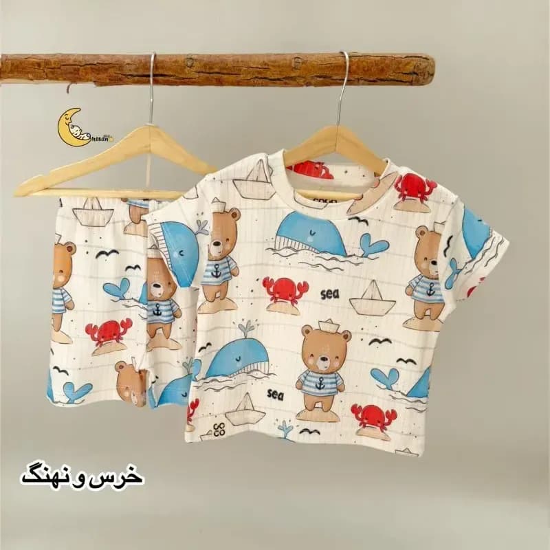 تیشرت شلوارک خونگی بچگانه نخ پنبه کبریتی ست راحتی 1 تا 7 سال 6 سایز 5 طرح — تصویر ۱۰