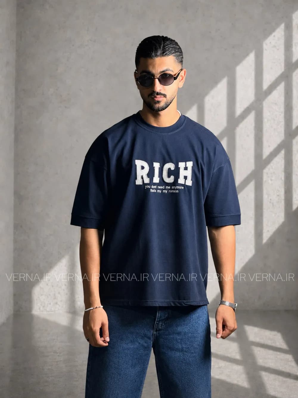 تیشرت مردانه باکسی گلدوزی RICH