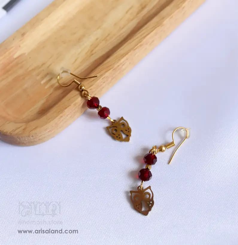 ست گردنبند و گوشواره کریستال جغد کد 523 — تصویر ۳