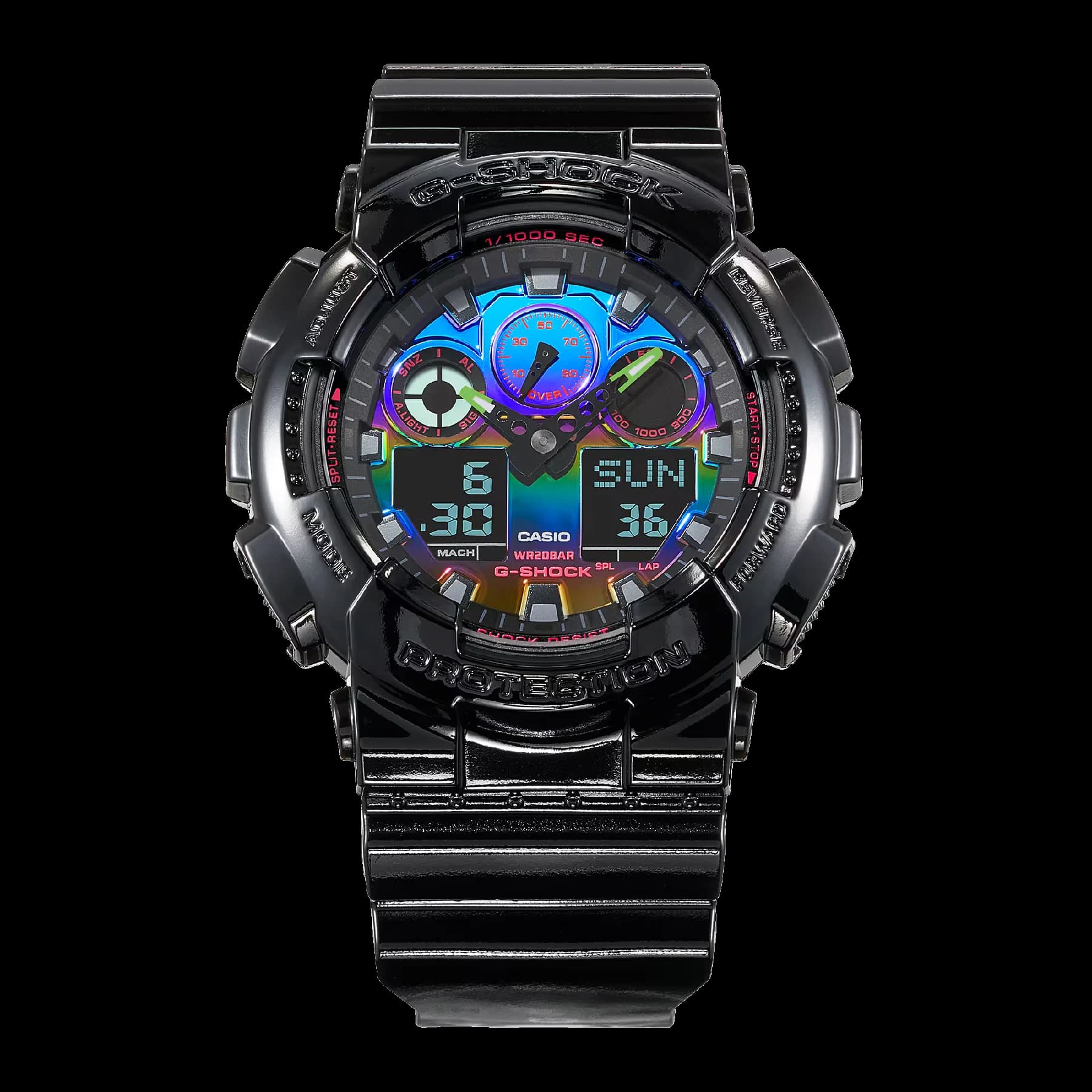 ساعت مچی مردانه کاسیو جیشاک (Casio G-Shock) مدل GA-100RGB-1ADR (طراحی گیمینگ و صفحه چندرنگ RGB) — تصویر ۲