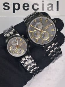 ساعت ست زنانه و مردانه سیتیزن اسپرت کوارتز بند فلزی | Women’s & Men’s Citizen Style Quartz Stainless Steel Watch Set — تصویر ۴