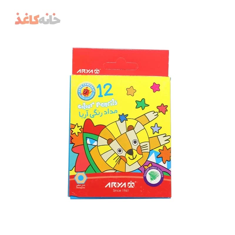مدادرنگی 12رنگ کوتاه اریا طرح شیر