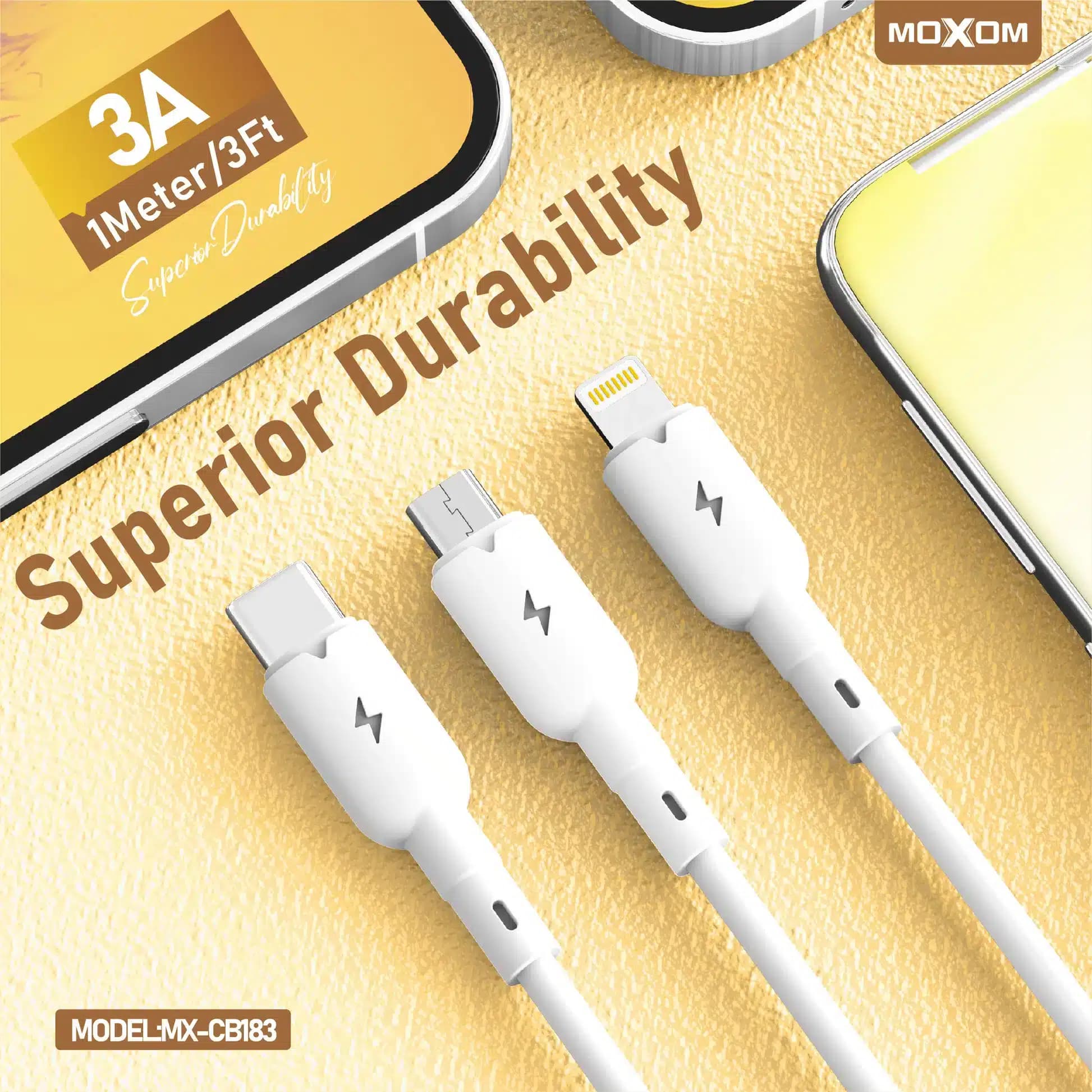 کابل شارژ تایپ سی برند موکسوم مدل MX-CB183 — تصویر ۳