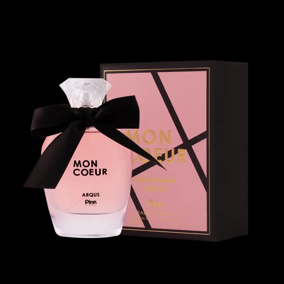 ادوپرفیوم زنانه پینک ویژوآل Pink مدل مون کور Mon Coeur حجم 100 میلی لیتر طرح مارک | برند اصلی و ارسال فوری