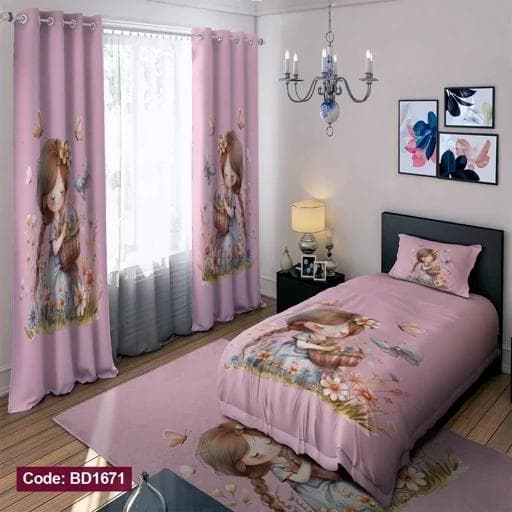 ست فانتزی رو تختی چاپی دخترانه گل کد bd1671 (پس کرایه)
