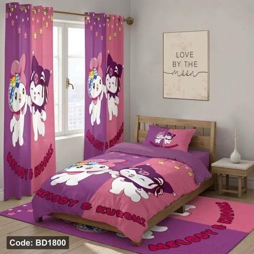 ست فانتزی رو تختی چاپی دخترانه کرومی کد bd1800 (پس کرایه)