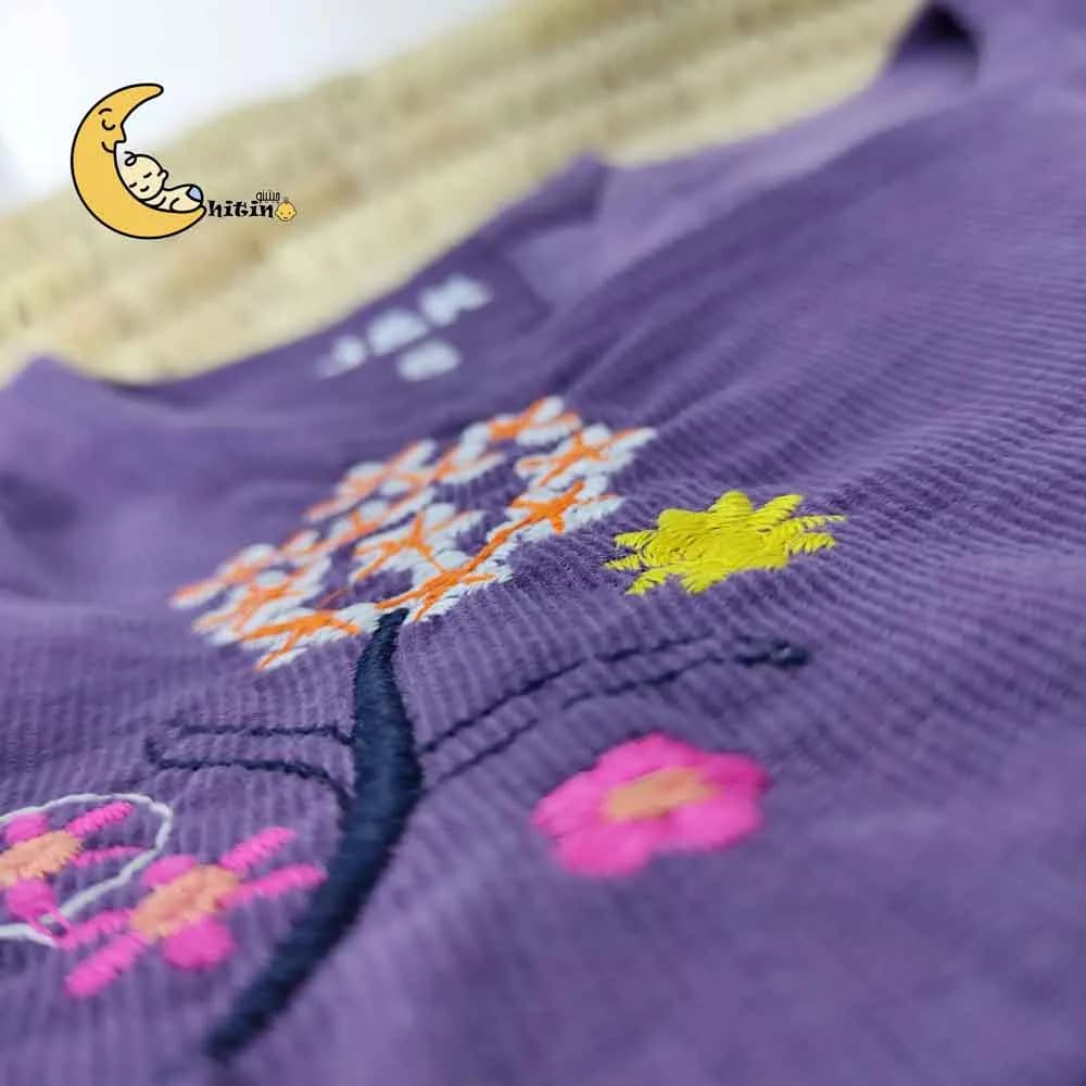 سارافون دخترانه مخمل کبریتی گلدوزی مناسب 1 تا 4 سال — تصویر ۴