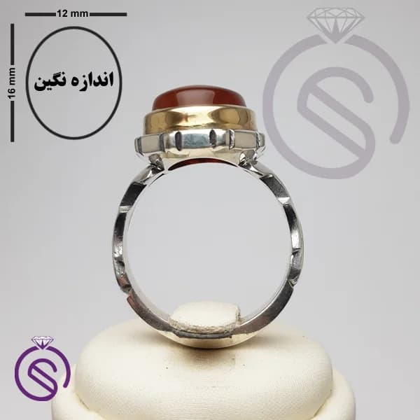 انگشتر نقره عقیق قرمز مردانه مدل سلمان کد 62263 — تصویر ۲
