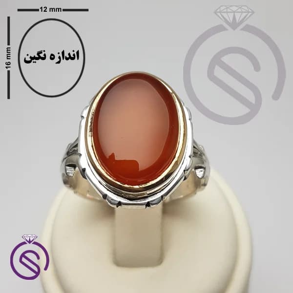 انگشتر نقره عقیق قرمز مردانه مدل سلمان کد 62263 — تصویر ۵