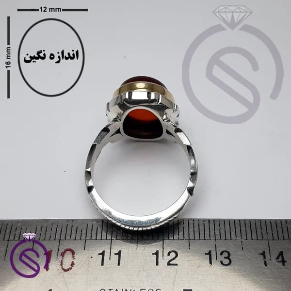انگشتر نقره عقیق قرمز مردانه مدل سلمان کد 62263 — تصویر ۳