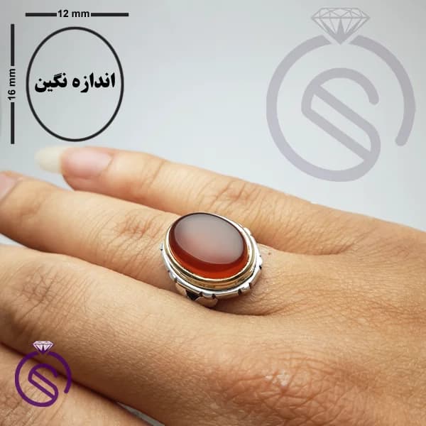 انگشتر نقره عقیق قرمز مردانه مدل سلمان کد 62263 — تصویر ۴
