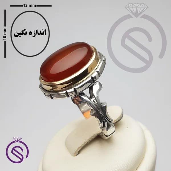 انگشتر نقره عقیق قرمز مردانه مدل سلمان کد 62263 — تصویر ۷