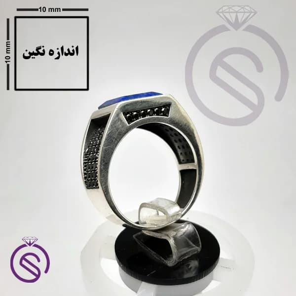 انگشتر نقره لاجورد مردانه مدل تارخ کد 62190 — تصویر ۵