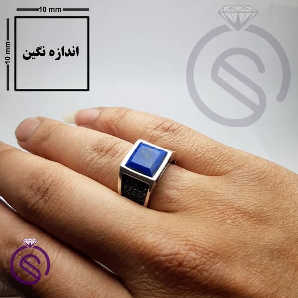 انگشتر نقره لاجورد مردانه مدل تارخ کد 62190 — تصویر ۴