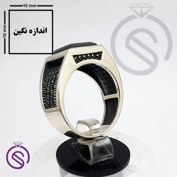 انگشتر نقره یشم مردانه مدل تارخ کد 62187 — تصویر ۴
