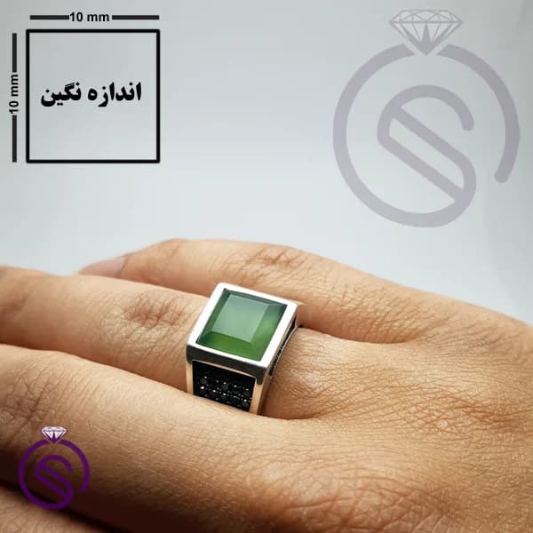 انگشتر نقره یشم مردانه مدل تارخ کد 62187 — تصویر ۵