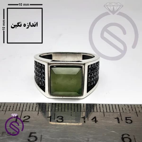 انگشتر نقره یشم مردانه مدل تارخ کد 62187 — تصویر ۳