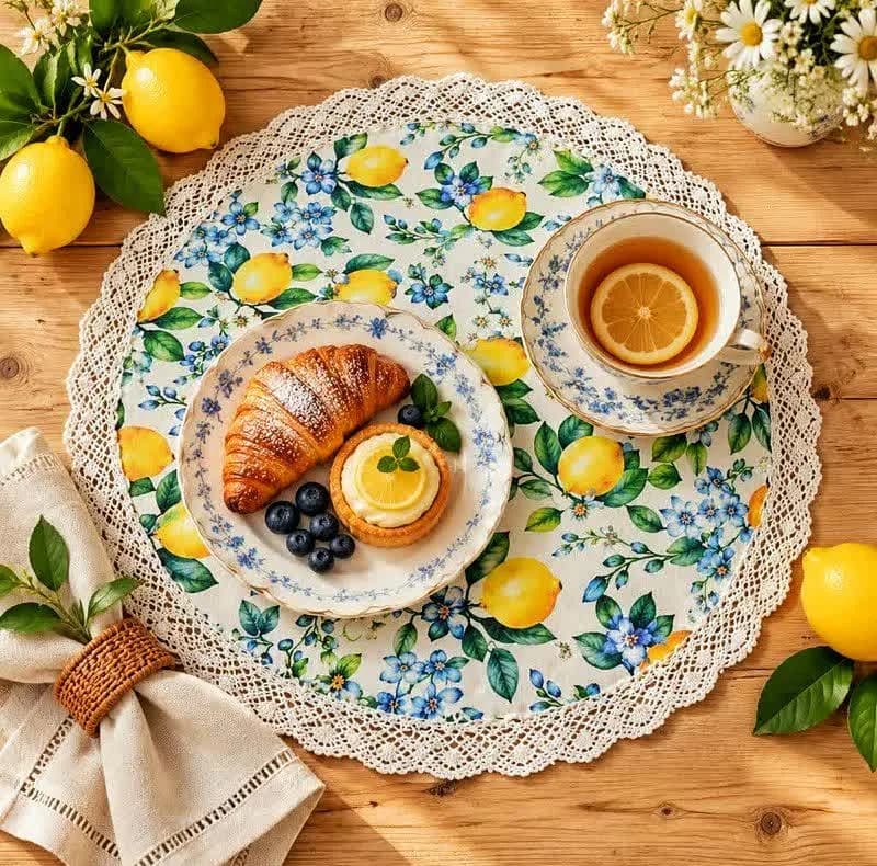 رومیزی طرح لیمو1 مدل دایره کد 50625 سایز 50 × 50 سانتیمتر — تصویر ۳