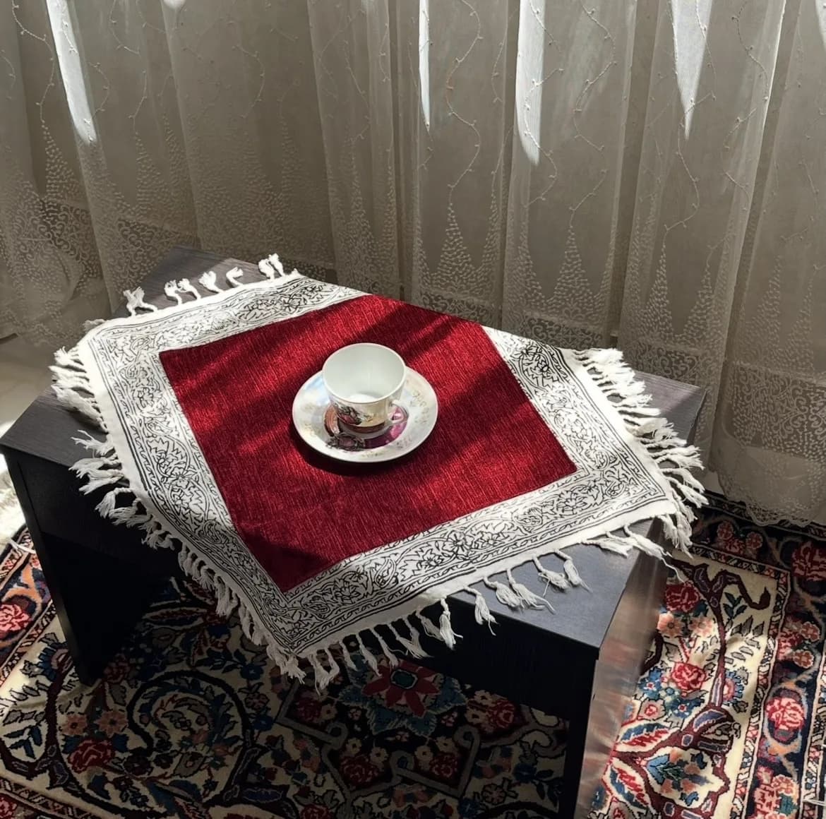 ست رومیزی ۳ تکه مدل مخمل نگار — تصویر ۶