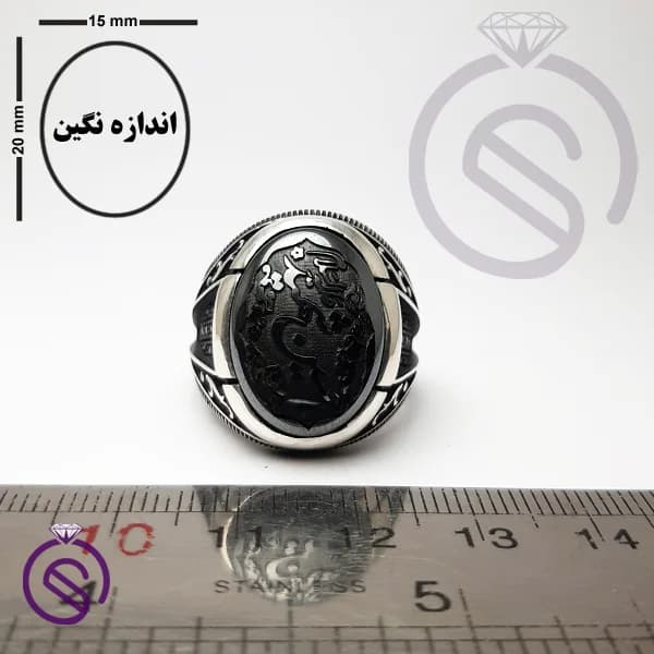 انگشتر نقره حدید یا حسین شهید مدل ارشیا — تصویر ۲