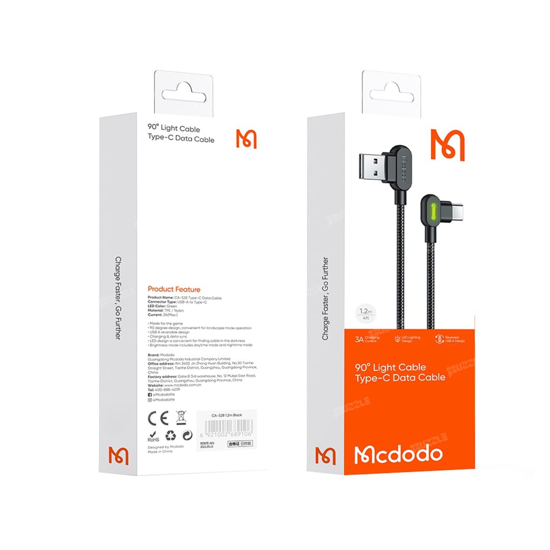 کابل یو اس بی به تایپ سی 90 درجه مک دودو مدل Mcdodo CA-5281 — تصویر ۴