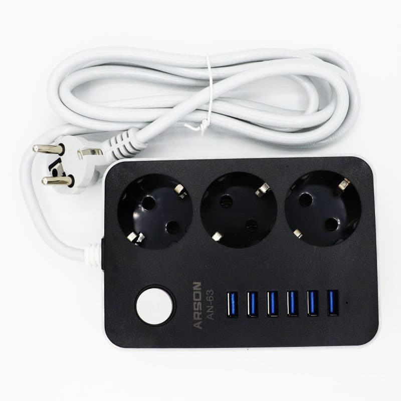 چند راهی 3 خروجی و 6 پورت USB2.0 1.8 متری Arson AN-63 — تصویر ۲