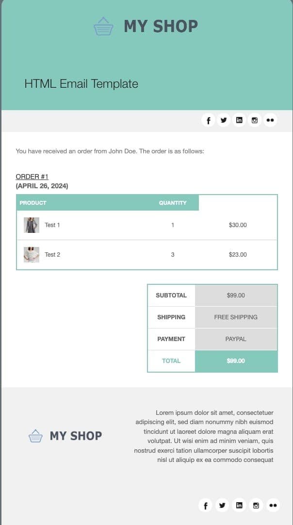 افزونه YITH WooCommerce Email Templates Premium قالب های ایمیل ووکامرس 1.33.0 — تصویر ۳