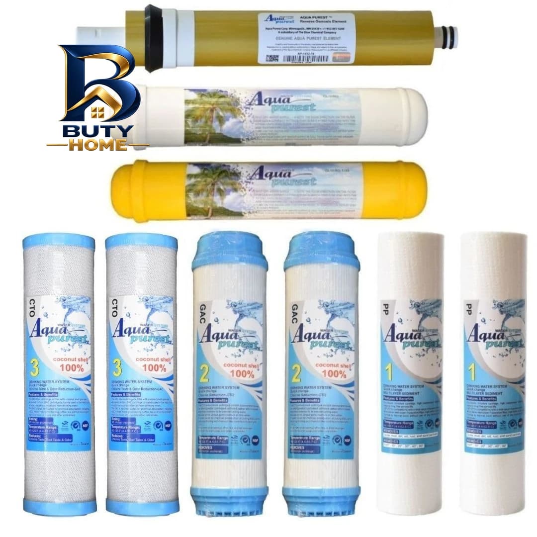 فیلتر دستگاه تصفیه آب آکوا پیورست مدل AQ 900 RO NEW GOLD مجموعه ۸ عددی به همراه ممبران