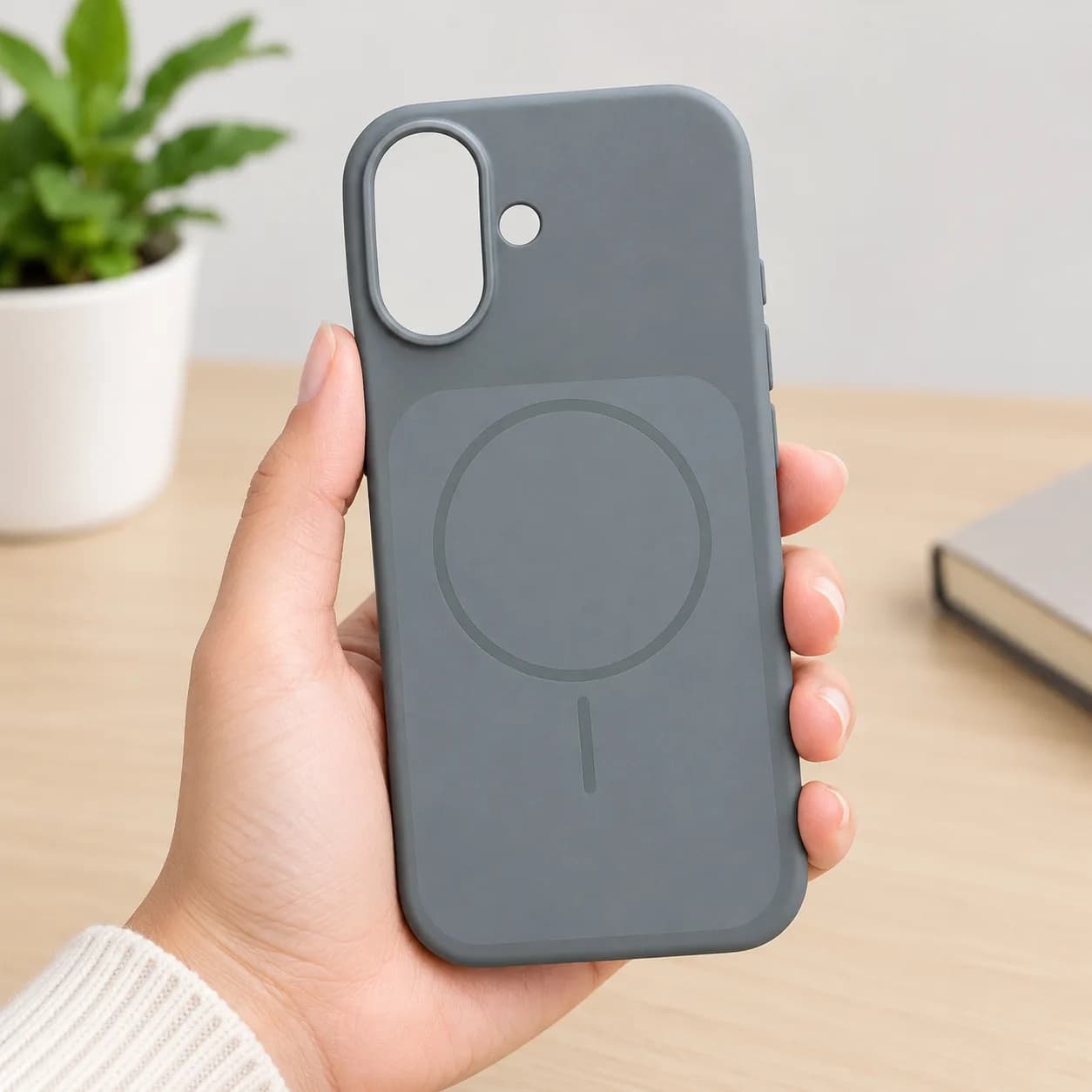 قاب گوشی iPhone 17 سیلیکونی پاک کنی Premium Quality مگ سیف اورجینال داخل پارچه ای تیتانیوم — تصویر ۴